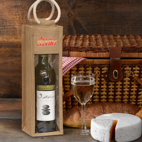 Serena Jute Wine Carrier - Unbranded (Plain)