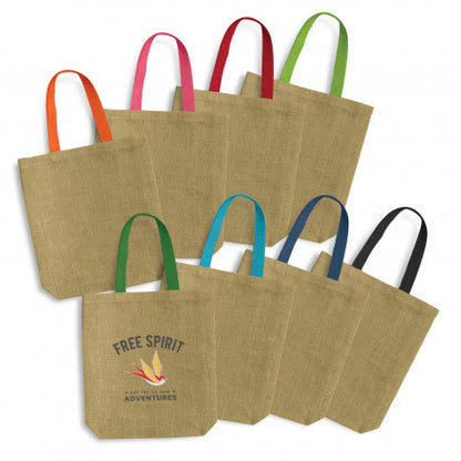 Thera Jute Tote Bag - Coloured Handles - Unbranded (Plain)
