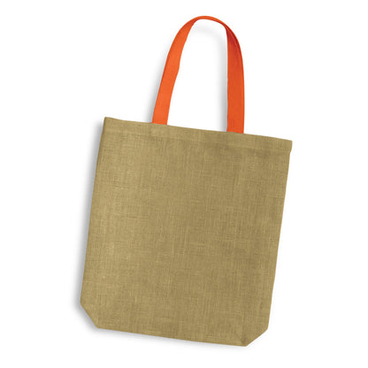 Thera Jute Tote Bag - Coloured Handles - Unbranded (Plain)