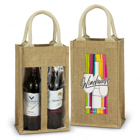 Serena Jute Double Wine Carrier - Unbranded (Plain)